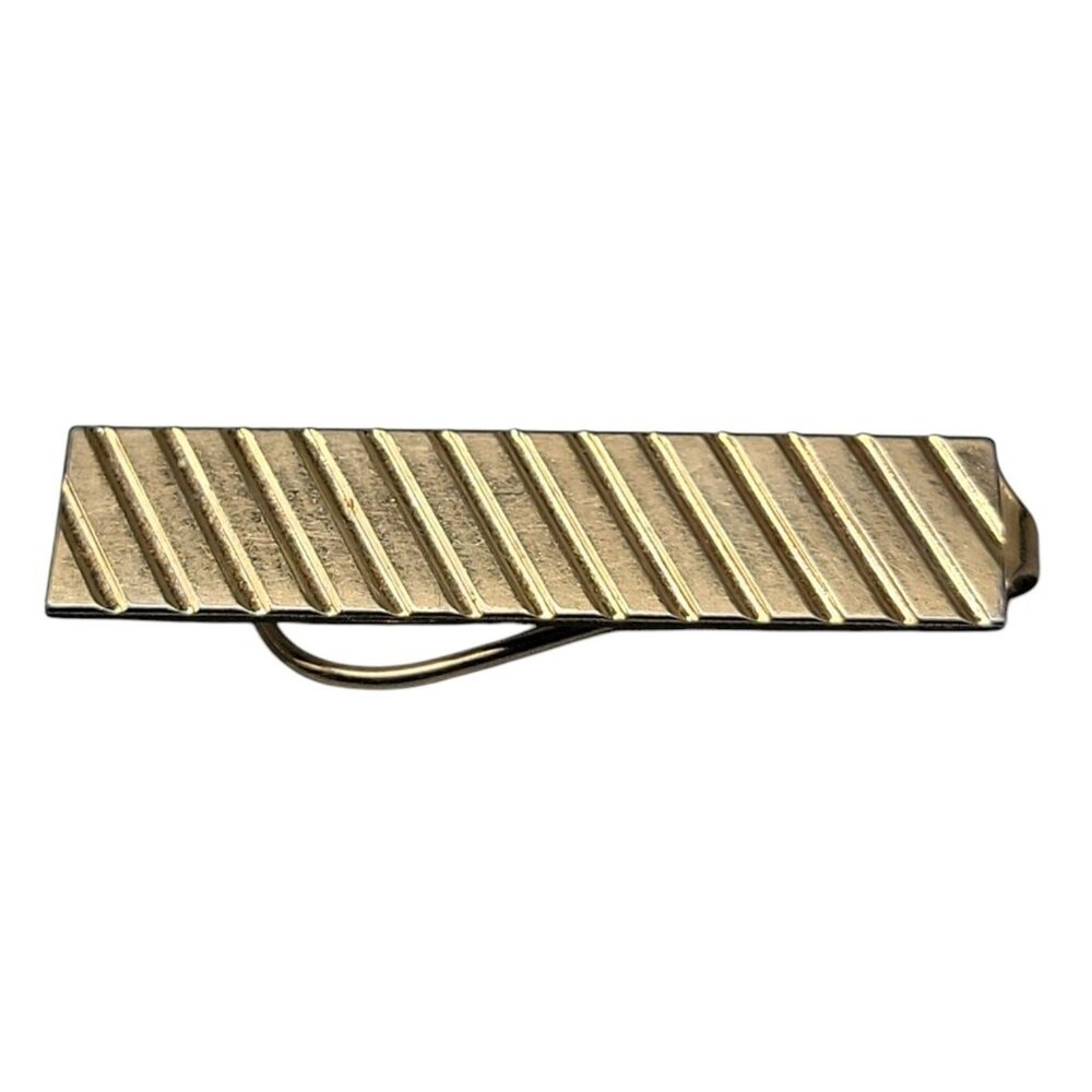 Hadley Large Tie Clips Mens Wide Vintage Accessory Gold Plated Ribbed Design